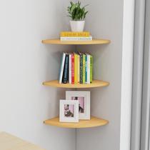 Fan-shaped corner shelf living room kitchen triangular partition wall multi-layer bookshelf corner wall hanging flower rack without punching