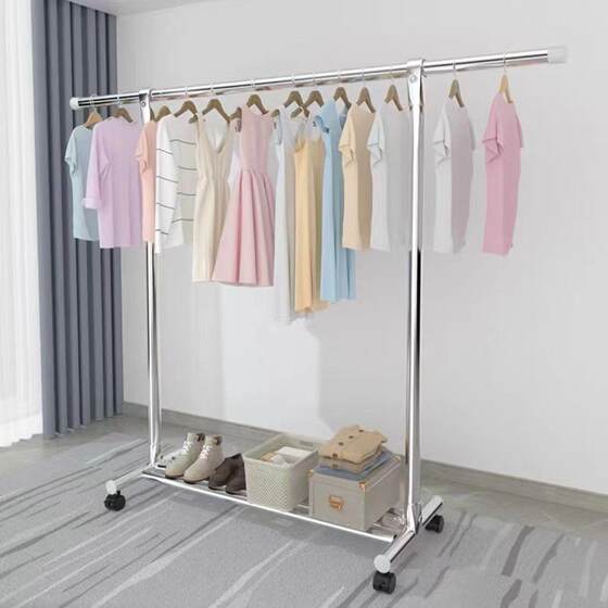 Stainless Steel Clothes Drying Rack, Single Pole Type, Thickened and Sturdy, for Indoor Balcony, Simple Household Clothes Hanger, Retractable
