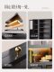 Meishida Vintage-Style Carbon Steel Sideboard Against the Wall with Integrated Storage and Glass Display, Living Room Bookshelf with Iron and Leather Accents
