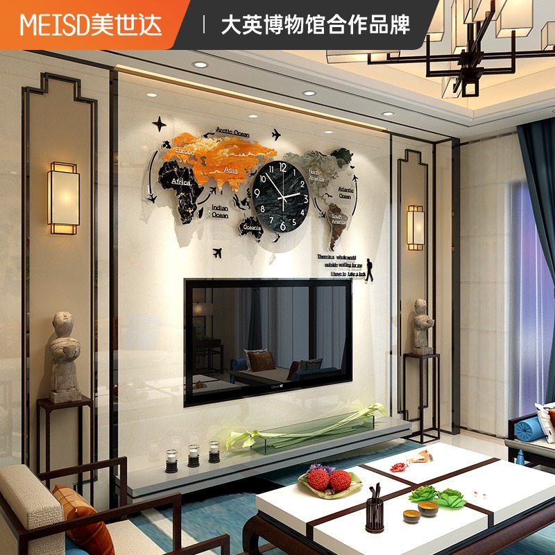 Nordic creative clock wall clock living room simple personality fashion home clock net red background hanging wall light luxury quartz