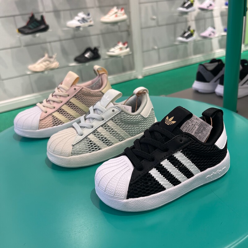 Adidas Genuine 26 Summer Clover Mesh Shell-Toe Sports Sneakers for Boys and Girls Jr7412 Jr7414