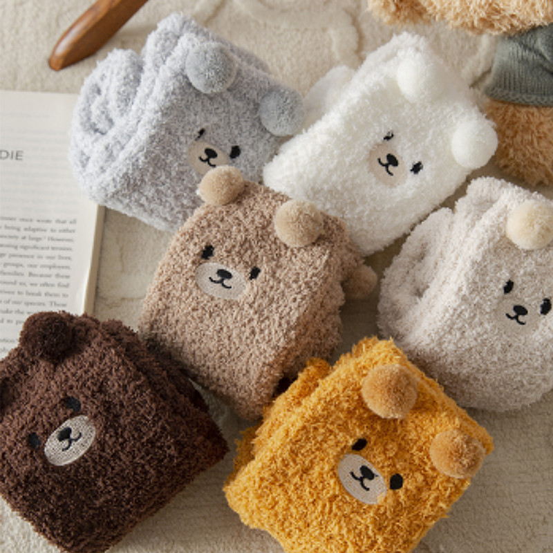 Plush Socks for Women, Fleece-Lined, Thickened, Warm Maternity Socks, Coral Fleece Sleep Socks, Cute Bear Home Floor Socks for Women Plush Socks for Women, Fleece-Lined, Thickened, Warm Maternity Socks, Coral Fleece Sleep Socks, Cute Bear Home Floor Socks for Women