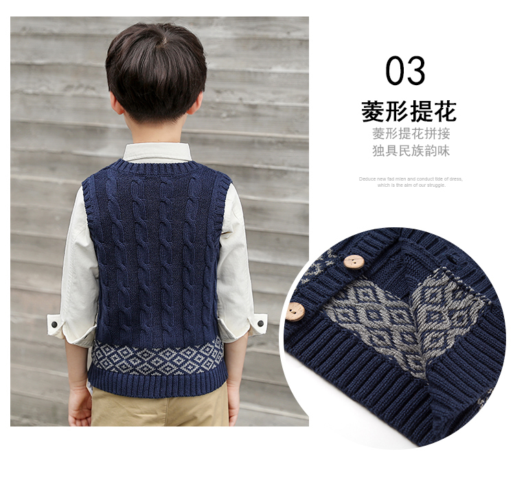 Qiao Mi rabbit 2018 xuân hè mới cho bé trai đan áo vest trong áo len trẻ em lớn vest nam bằng sợi cotton quần áo cho bé