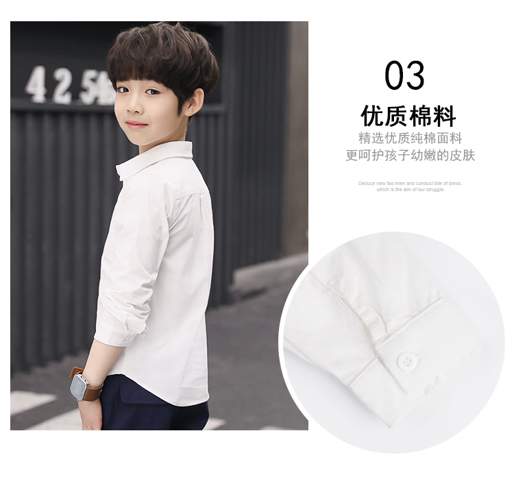 Áo sơ mi bé trai cotton dài tay màu trắng đơn giản trong áo sơ mi nữ trẻ em 2018 phiên bản hàn quốc mùa xuân mới đồ trẻ em