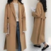 Áo khoác len nữ 2017 mùa đông mới của Hàn Quốc thời trang nữ đôi ngực rộng, áo len mỏng dài - Áo khoác dài