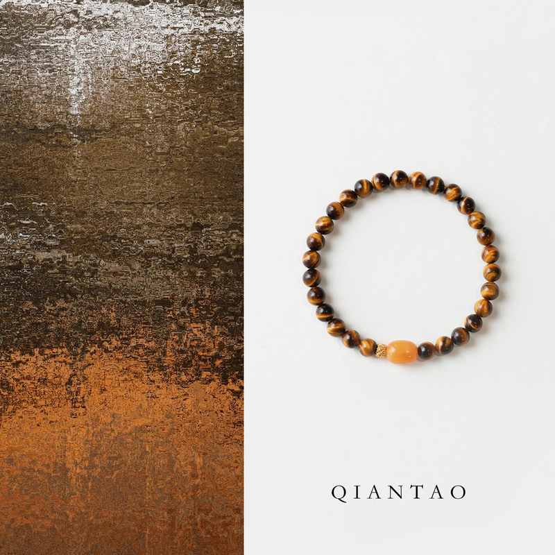 Qiantao "Warm Fragrance" Original Natural Wealth-Attracting Beeswax Bracelet with Tiger Eye Stone for Couples, Good Luck Bracelet Qiantao "Warm Fragrance" Original Natural Wealth-Attracting Beeswax Bracelet with Tiger Eye Stone for Couples, Good Luck Bracelet