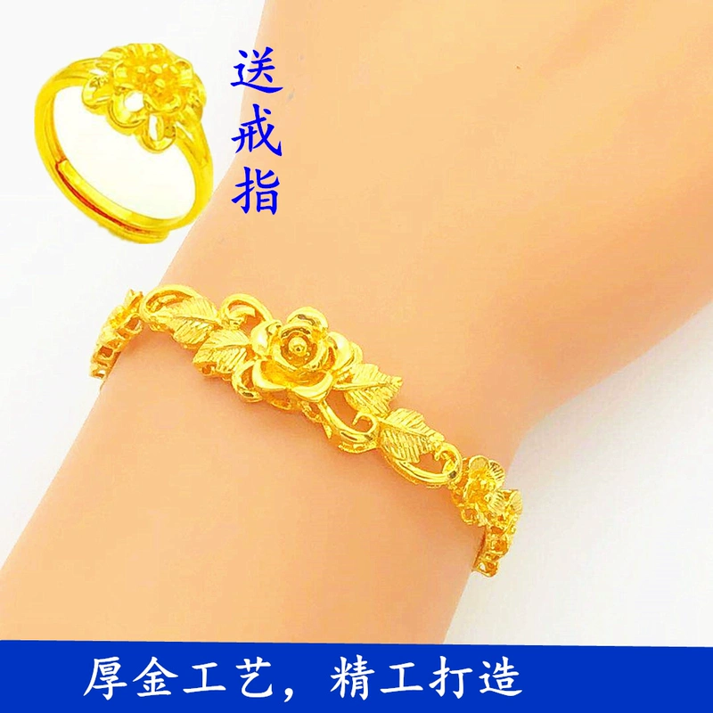 Vòng tay vàng cát nữ chính hãng 999 giả vàng nguyên chất Vàng 24k Vòng tay mạ vàng thời gian dài không phai trang sức
