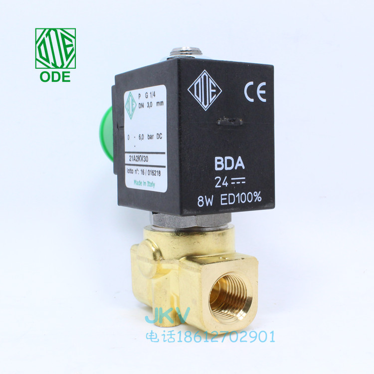 Italian ODE brass wire buckle two normally closed solenoid valves 21A2KV30 steam DC24V spot AC24V