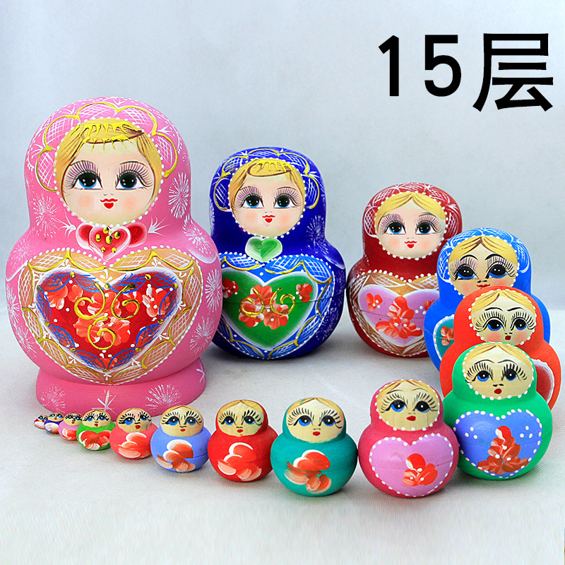 Russian special 15-layer matryoshka doll Chinese style cartoon cute pick up the creative whole person toy