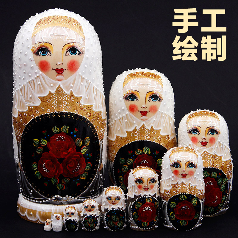 Russian Paint Doll 10 floor Harbin Manchuri Tourism Process Gift Woodwood Wood Swing Wood