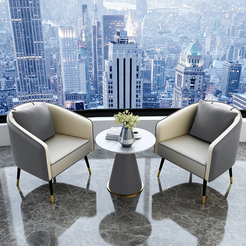 Nordic Negotiating Table And Chairs Combined Cafe Modern Light Lavish Sample House Display Central Part Reception Sofa Small Round Table One Table 2 Chairs