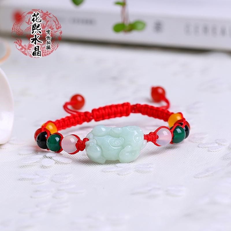 Ngọc bích tự nhiên từng bước Tianzhu đôi nam nữ vòng chân đầy màu sắc dây đỏ may mắn may mắn - Vòng chân lắc chân bạc pnj