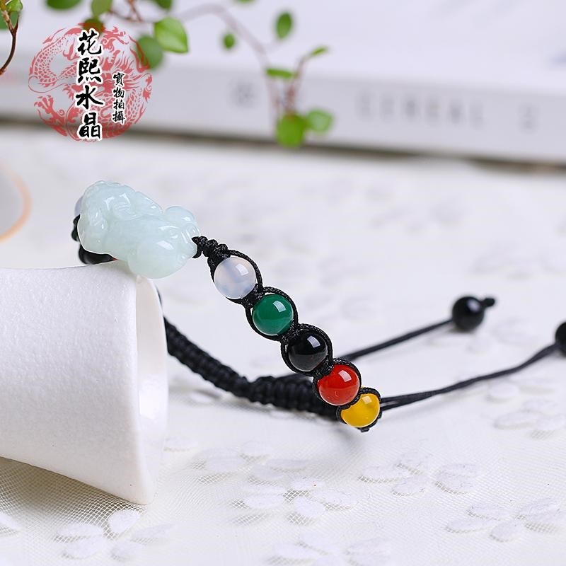 Ngọc bích tự nhiên từng bước Tianzhu đôi nam nữ vòng chân đầy màu sắc dây đỏ may mắn may mắn - Vòng chân lắc chân bạc pnj
