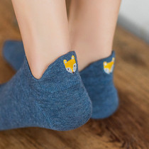 Spring short socks women cotton Japanese cute cartoon Korean Academy wind low solid color sports skate socks thin