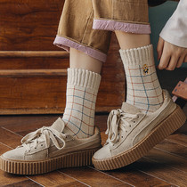Winter socks female midbarrel cotton socks Long Sox towels with velvety wool woolen loops Sox sleep thickening warm socks autumn winter