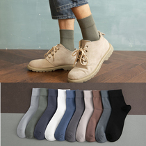 Combed Cotton Deodorant Pure Black Business Men Socks Authentic Socks Full Cotton Mens Stockings Stockings Autumn Winter Mid-Barrel Suits Socks Man