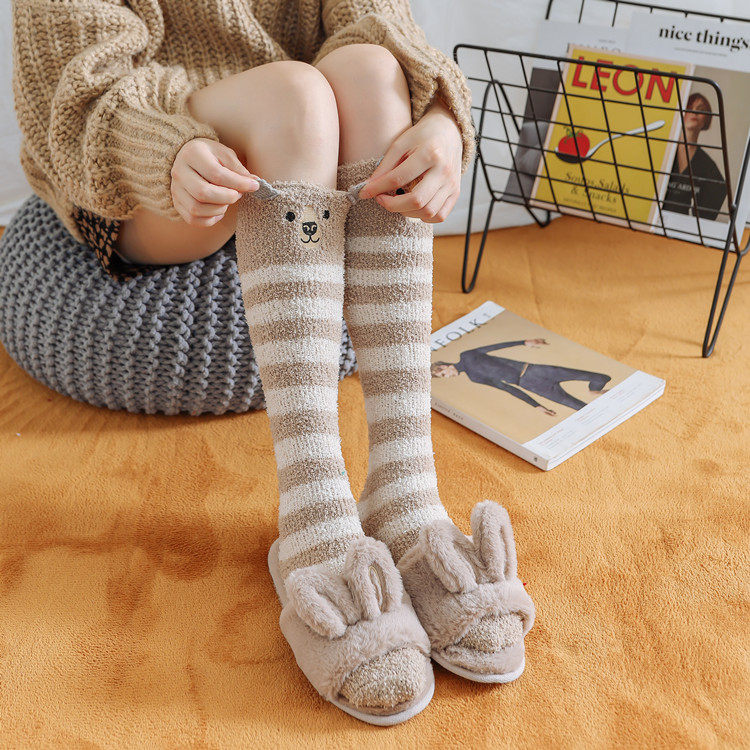 Coral Suede Socks Thick women's autumn Winter Christmas floor sleeping Sox plus suede thickened warm moon Sox stockings Sleep socks