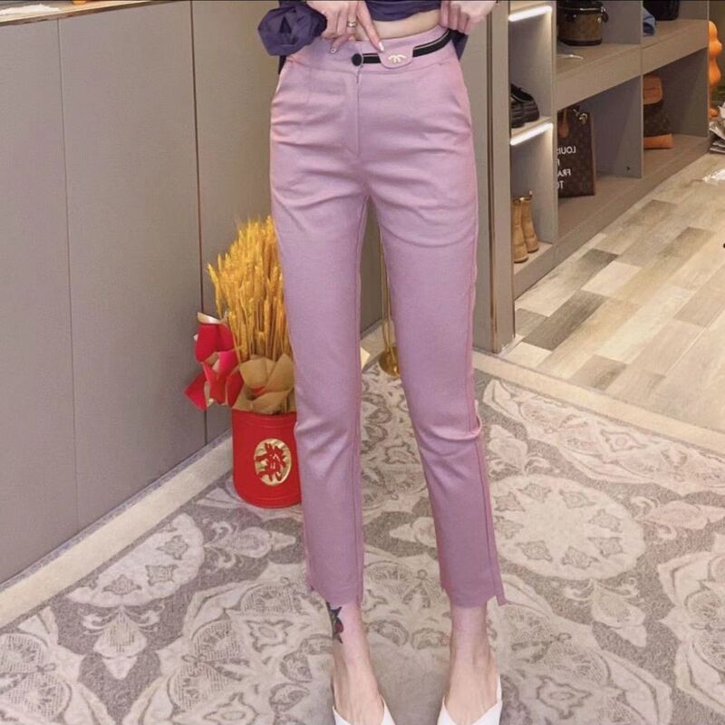 2025 Spring/Summer New Fashion Trend High-Waisted Slimming Women's Pants Straight-Leg Dress Pants Colorful Cropped Slim-Fit Cigarette Pants