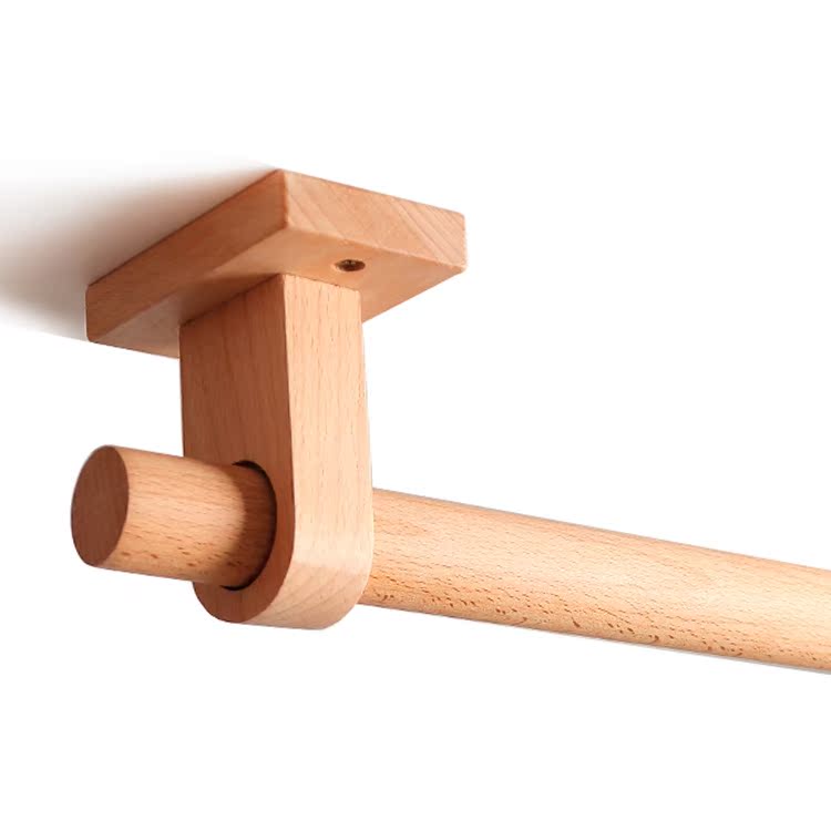 Solid Wood Pole Universal Wooden Rod Bracket Support for Shop Decoration Hanging Short Curtains Curtain Rod Roman Rod Natural Beech Wood