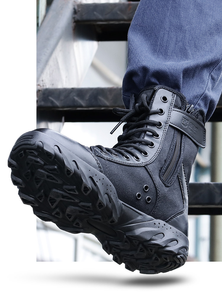 Dunlang summer combat boots men's ultra-light breathable outdoor waterproof shock absorption hiking boots black security special training security boots