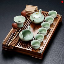 Purple Sand tea set Household Kung Fu tea pot set Solid wood tea plate Tea sea tea table Tea ceremony accessories