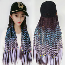 Dirty braided ethnic style hip hop nightclub duck tongue baseball cap braided wig One-piece gradient color handmade three-strand braided hair