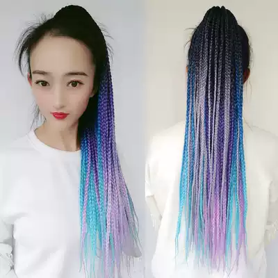 Color Tibetan braided long ponytail 60 cm children's net red African dirty braided wig braided Bundy nightclub stage hair accessories
