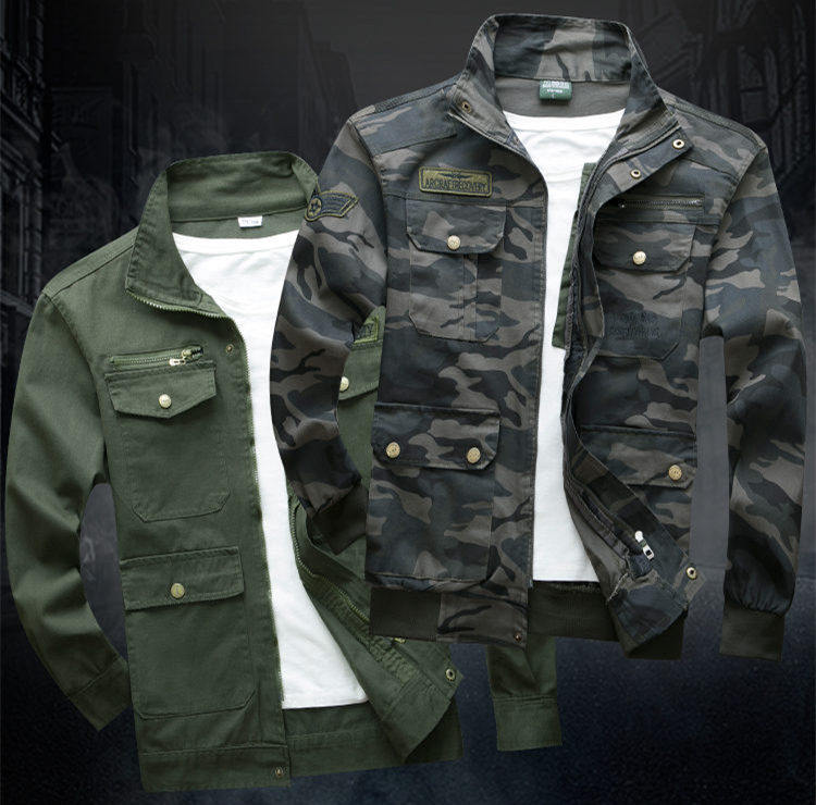 Top cotton long-sleeved overalls men's electric welding auto repair wear-resistant tooling camouflage clothing construction site labor protection clothing elastic jacket