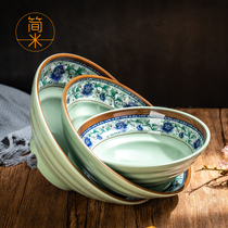 A5 melamine ramen bowl blue and white spicy hot bowl large Bowl soup bowl noodle restaurant special commercial beef noodle bowl imitation porcelain tableware