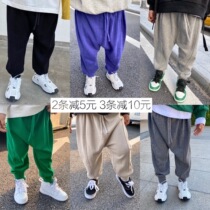 Hu Da Ya childrens clothing 2020 Autumn new boy solid color wool pants plus velvet padded knit loose father pants