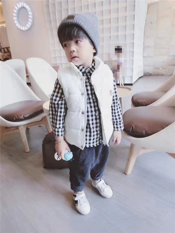 Hu Dafang Winter Down Cotton vest vừa và nhỏ cho trẻ em màu rắn cổ điển M dày mùa thu và mùa đông cotton quần áo vest cotton áo khoác bé gái