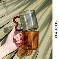 SOREMO original patent color glass mug Handmade shaped art coffee cup ins cup gift