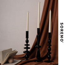 SOREMO Renaissance glass candlestick vintage black vase decorative ornaments vintage bed and breakfast cafe