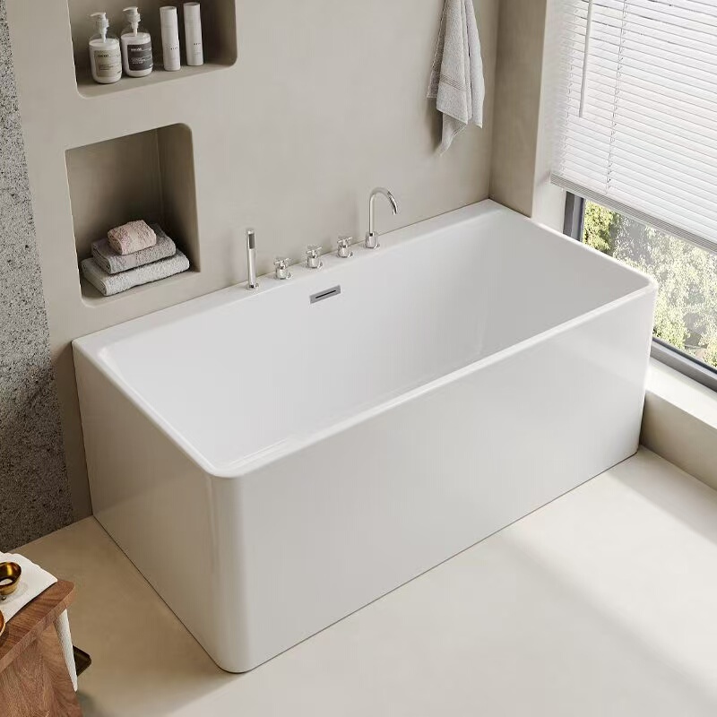 Acrylic Integrated Freestanding Mini Bathtub for Adults, Suitable for Home and Commercial Use, with a Deep and Narrow Japanese-Style Soaking Seat Acrylic Integrated Freestanding Mini Bathtub for Adults, Suitable for Home and Commercial Use, with a Deep and Narrow Japanese-Style Soaking Seat