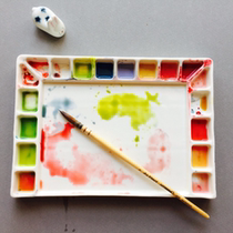 (Upgraded Version) Watercolor Tune Color Pan Porcelain Painting 18 G Large Toning Area Handmade White Porcelain Limited