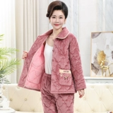 Коралловая бархатная пижама, фланелевый стеганый демисезонный зимний комплект для матери для пожилых людей, увеличенная толщина, большой размер