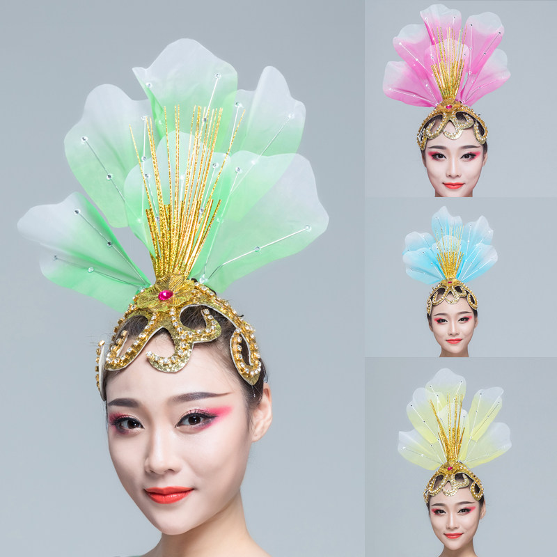 Opening dance performance headwear dance head flower adult exaggerated headwear new atmospheric headwear modern dance sequin head flower