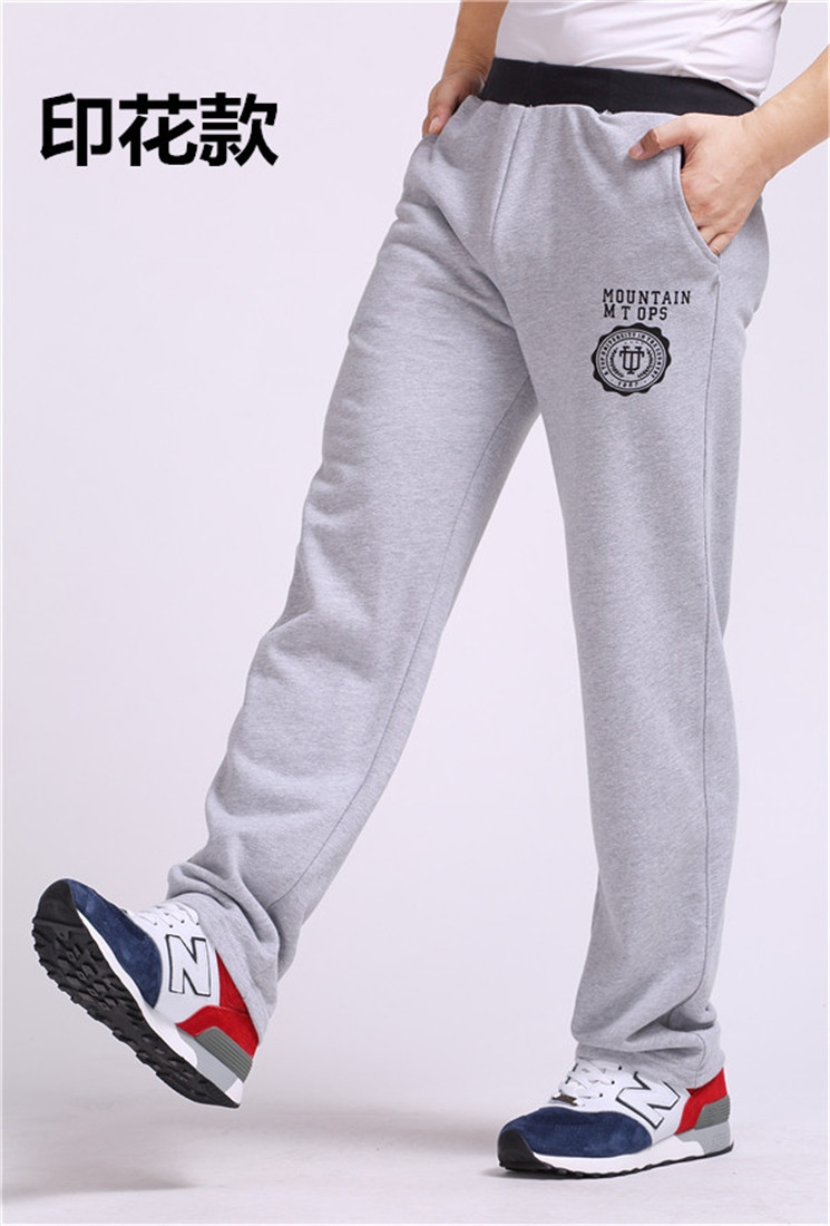 Quần thể thao nam mùa hè chất liệu cotton cộng với phân bón XL phần lỏng lẻo thẳng cộng với nhung dày co giãn eo kín miệng bảo vệ quần áo nam đẹp