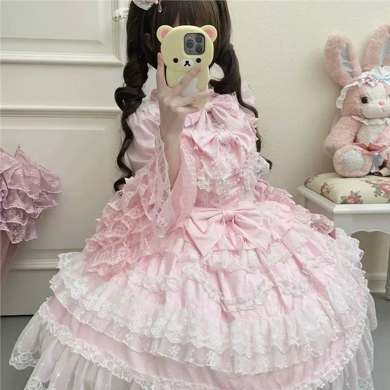 Платье Genuine design Lolita JSK, многослойное кружево, опция подъюбника и аксессуаров