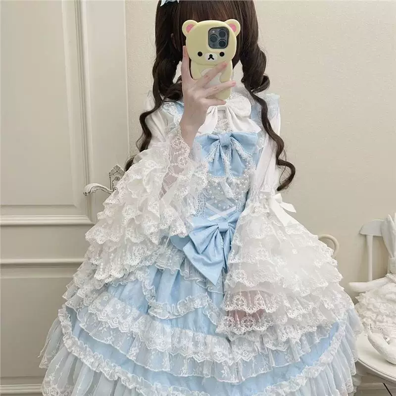 Платье Genuine design Lolita JSK, многослойное кружево, опция подъюбника и аксессуаров