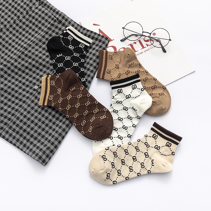 Coolqi Go Letter Socks for Men, Pure Cotton, Anti-Odor, Sweat-Absorbent, Breathable, Versatile Short Socks for Women, Couple Socks, Combed Cotton, 5 Pairs Pack Coolqi Go Letter Socks for Men, Pure Cotton, Anti-Odor, Sweat-Absorbent, Breathable, Versatile Short Socks for Women, Couple Socks, Combed Cotton, 5 Pairs Pack