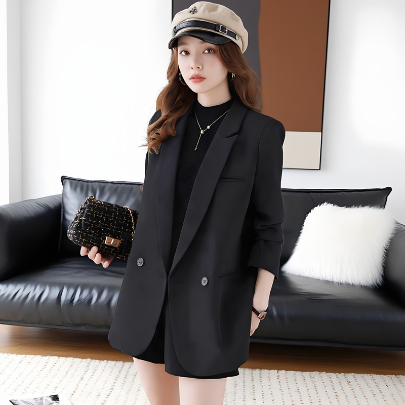 Black Blazer for Women, High-End Style, Spring and Autumn 2026 New Model, Loose Fit for Commuting, Casual, Petite Size, Thin Summer Style