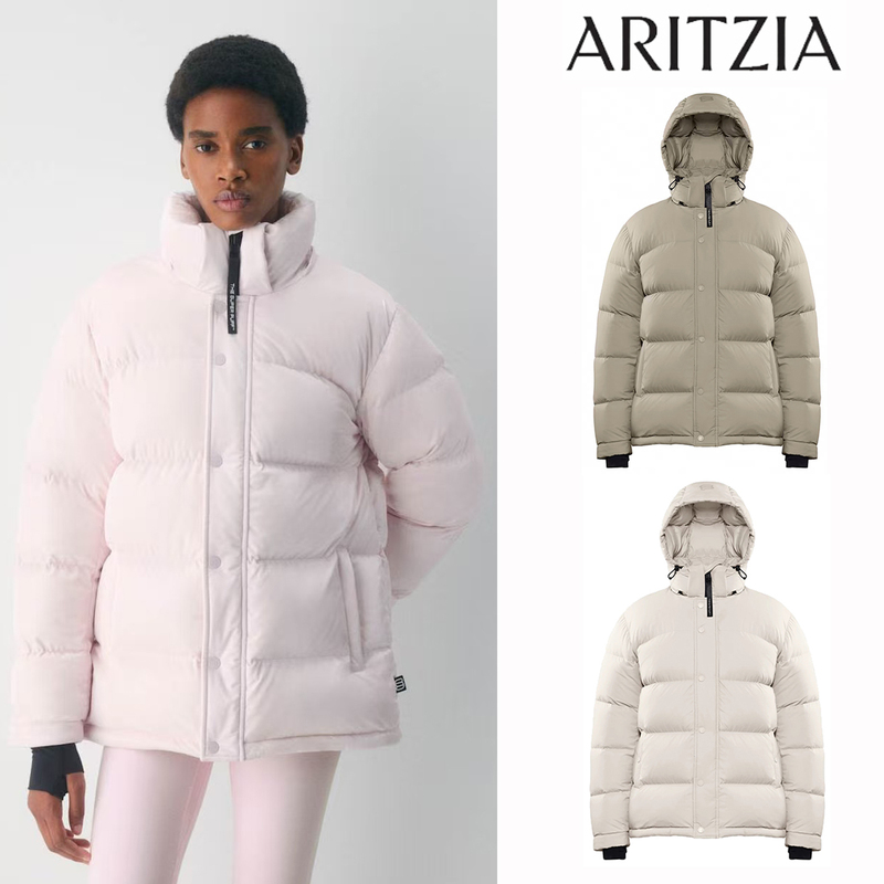 Authentic Canadian Aritzia Five-Panel Pink Matte Winter Warm Goose down Puffer Jacket for Women with Hood