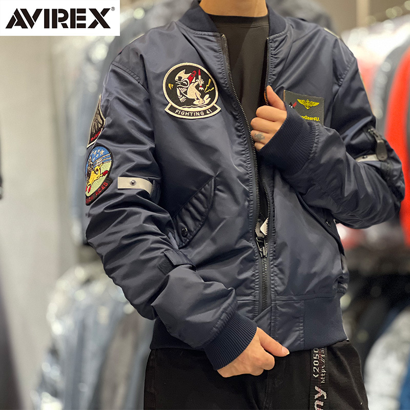 American Avirex F-14 Black Ace Motorcycle Anti-Fall Spring and Autumn Pilot Retro Riding Jacket