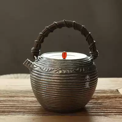 Japanese teapot made by hand-made jujube-shaped thread a silver hammer silver pot agate Vine lifting beam pot