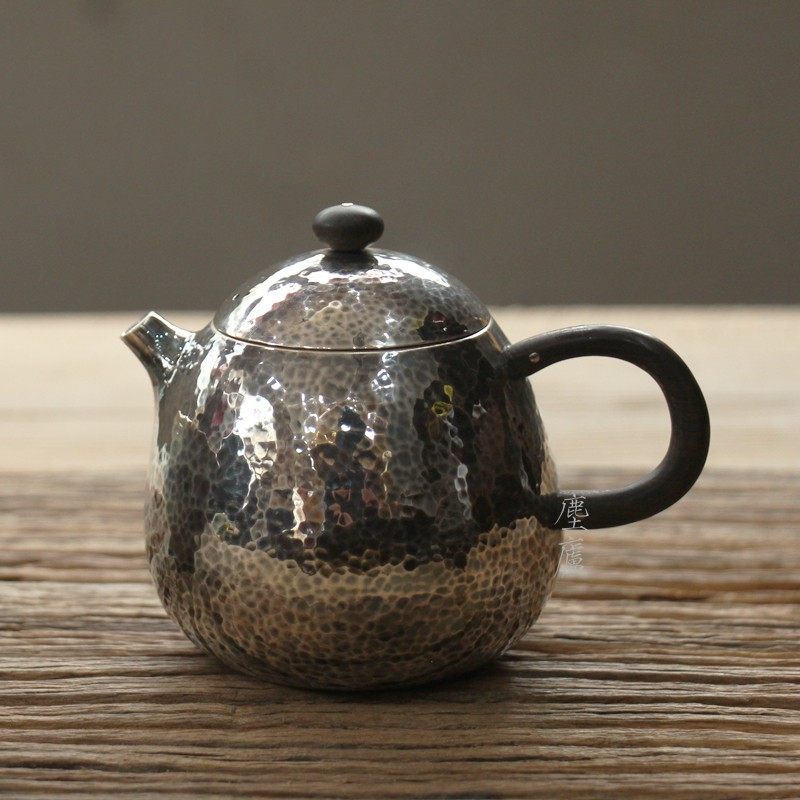 Dust Lu silver handmade sterling silver dragon egg silver pot Sterling silver hammer pattern dragon egg pot Hammer pattern dragon egg mouth hit a small pot