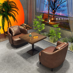 Retro Camping Style Bar Booth Sofa Cafe Barbecue Shop Milk Tea Restaurant Dining Bar Bistro Clear Bar Table and Chairs