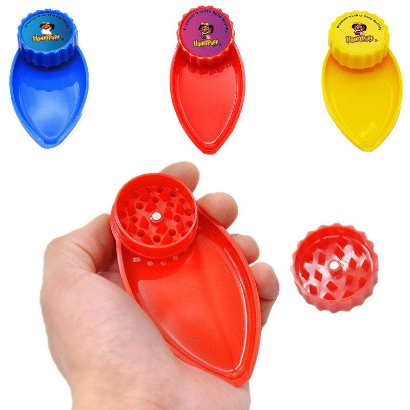 Creative Plastic Shovel Polish Cigarette Lighter 40mm Spice Grinding Machine Portable Manual Broken Cigarette Lighter with material outlet Smoke Lighter