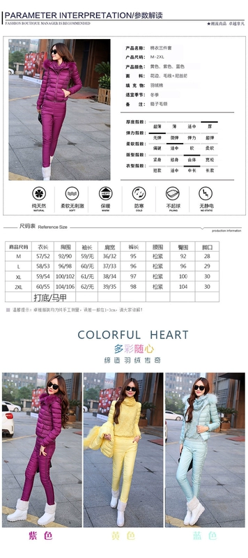 2019 thu đông mới cotton mới ba mảnh vest xu hướng vest nữ xuống cotton với cổ áo