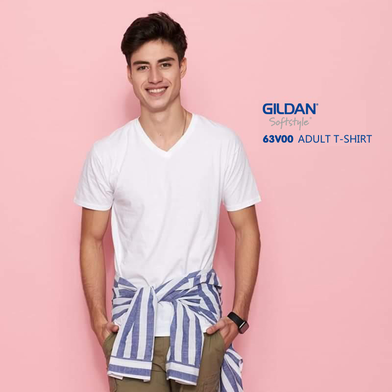 Gildan 63V00 Sweetheart Neckline Pure Cotton Solid Color Blank V-Neck Base Shirt Loose Short-Sleeve T-Shirt Thin Style